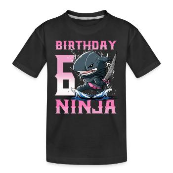 Shark Ninja I'm 6 - Action Underwater Birthday - Kids' Premium Organic T-Shirt - black - Front