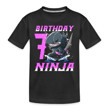 Shark Ninja I am 7 - Action Underwater Birthday - Kids' Premium Organic T-Shirt - black - Front
