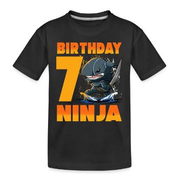 Shark Ninja I am 7 - Action Underwater Birthday - Kids' Premium Organic T-Shirt - black - Front