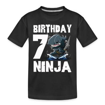 Shark Ninja I am 7 - Action Underwater Birthday - Kids' Premium Organic T-Shirt - black - Front