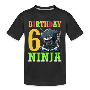 Shark Ninja I'm 6 - Action Underwater Birthday - Kids' Premium Organic T-Shirt - black - Front