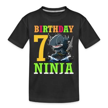 Shark Ninja I am 7 - Action Underwater Birthday - Kids' Premium Organic T-Shirt - black - Front