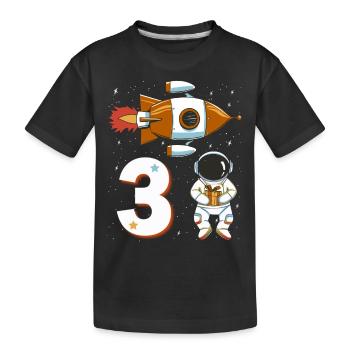 3. Geburtstag Astronaut 3 Jahre Weltall Jungen - Kinder Premium Bio T-Shirt - Schwarz - Vorne
