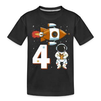 4. Geburtstag Astronaut 4 Jahre Weltall Jungen - Kinder Premium Bio T-Shirt - Schwarz - Vorne