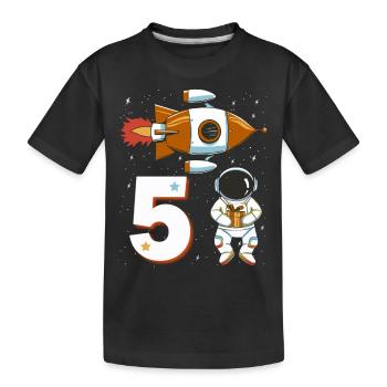 5. Geburtstag Astronaut 5 Jahre Weltall Jungen - Kinder Premium Bio T-Shirt - Schwarz - Vorne