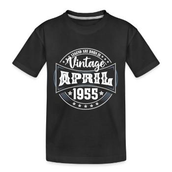 April 1955. Geburtstagsgeschenk April 1955 April - Kinder Premium Bio T-Shirt - Schwarz - Vorne