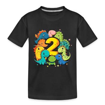 2ème anniversaire avec chemise d’anniversaire dinosaure - T-shirt bio Premium Enfant - noir - Devant