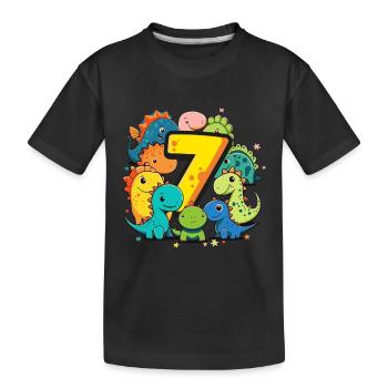 7ème anniversaire avec une chemise d’anniversaire de dinosaure - T-shirt bio Premium Enfant - noir - Devant