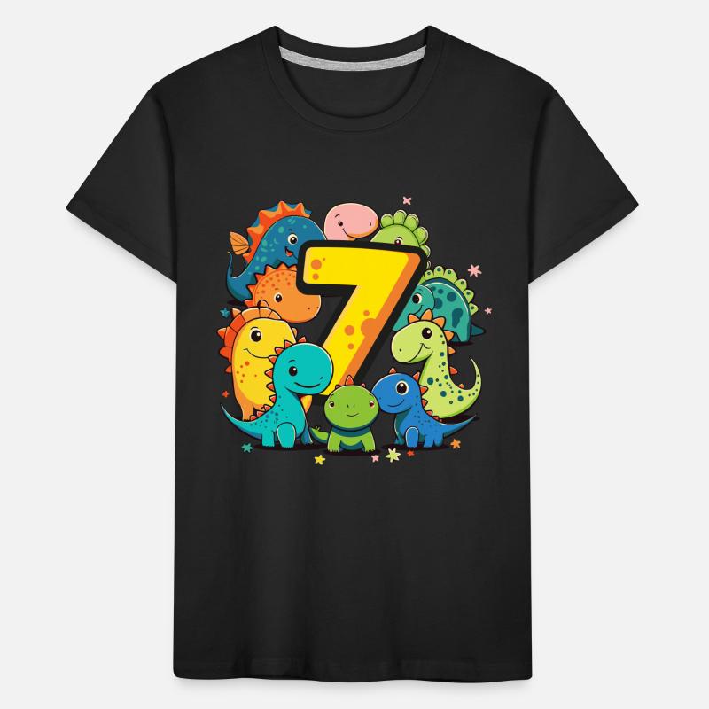 7. Geburtstag mit Dinosaurier Geburtstagsshirt Kinder Premium Bio T-Shirt