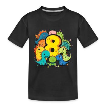 8ème anniversaire avec une chemise d’anniversaire de dinosaure - T-shirt bio Premium Enfant - noir - Devant