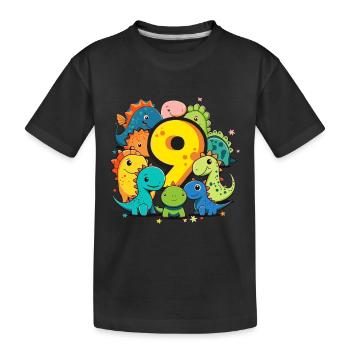 9ème anniversaire avec une chemise d’anniversaire de dinosaure - T-shirt bio Premium Enfant - noir - Devant