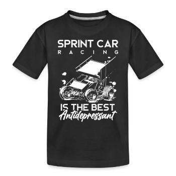 Sprint car races, sprint cars, dirt track races - Kids' Premium Organic T-Shirt - black - Front