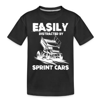 Sprint car races, sprint cars, dirt track races - Kids' Premium Organic T-Shirt - black - Front