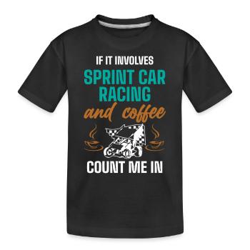 Sprint car races, sprint cars, dirt track races - Kids' Premium Organic T-Shirt - black - Front