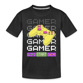Gamer mal Five mit 80er-Jahre-Vibe - Kinder Premium Bio T-Shirt - Schwarz - Vorne