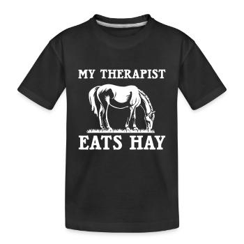 Citations de cheval Mon thérapeute mange du foin - T-shirt bio Premium Enfant - noir - Devant