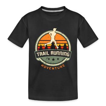 Trail Running Aventure Retro Ultra Running Randonnée - T-shirt bio Premium Enfant - noir - Devant
