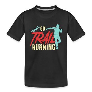 Trail Running Go Trail Running Marathoner Training - Kinder Premium Bio T-Shirt - Schwarz - Vorne