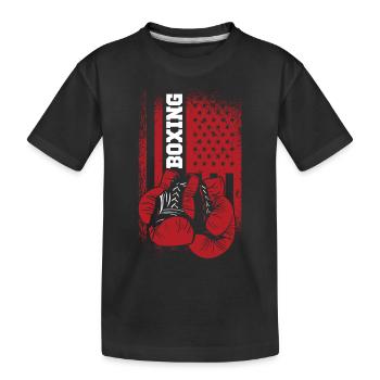 Boxing Sparring Gloves American Sports Flag - Kids' Premium Organic T-Shirt - black - Front