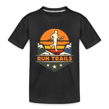 Trail Running Run Trails Retro Marathoner Training - Kids' Premium Organic T-Shirt - black - Front