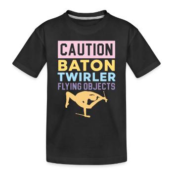 Vorsicht Baton Twirler Fliegende Objekte Baton Twi - Kinder Premium Bio T-Shirt - Schwarz - Vorne