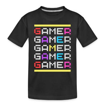 Gamer mal Five mit 80er-Jahre-Vibe - Kinder Premium Bio T-Shirt - Schwarz - Vorne