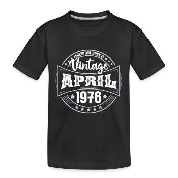 April 1976. Geburtstagsgeschenk April 1976 April - Kinder Premium Bio T-Shirt - Schwarz - Vorne