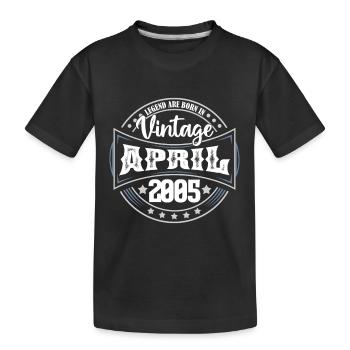 April 2005. Geburtstagsgeschenk April 2005 April - Kinder Premium Bio T-Shirt - Schwarz - Vorne