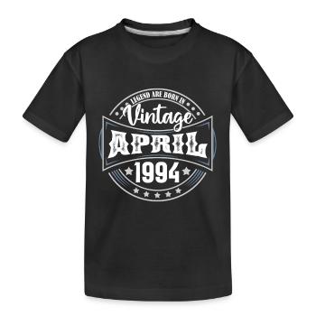 April 1994. Geburtstagsgeschenk April 1994 April - Kinder Premium Bio T-Shirt - Schwarz - Vorne