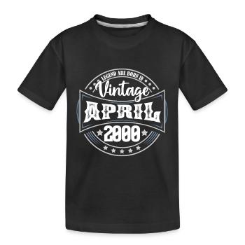 April 2000. Geburtstagsgeschenk April 2000 April - Kinder Premium Bio T-Shirt - Schwarz - Vorne