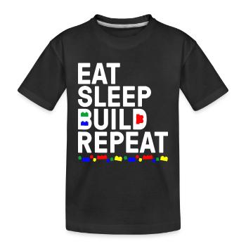 Drôle Manger Dormir Construire Cadeau Cool Blocks Building - T-shirt bio Premium Enfant - noir - Devant