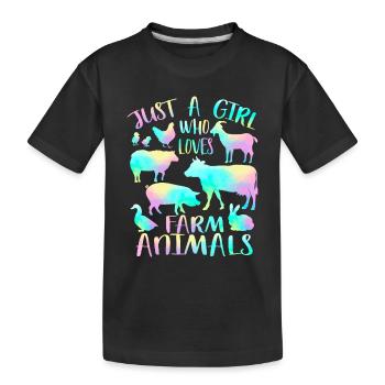 Juste une fille qui aime les animaux de ferme - T-shirt bio Premium Enfant - noir - Devant