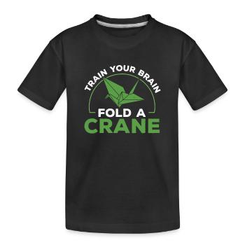 Trainiere dein Gehirn Lustiger Faltkranich aus - Kinder Premium Bio T-Shirt - Schwarz - Vorne