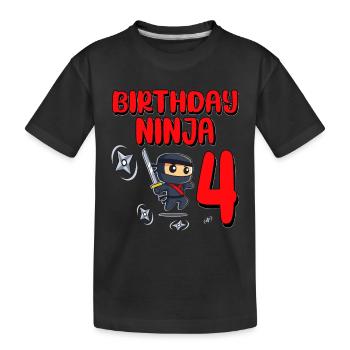 Birthday Ninja 4 Years Old Bday Party Gift Ninja - Kinder Premium Bio T-Shirt - Schwarz - Vorne