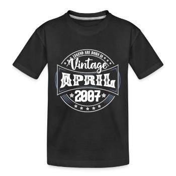 April 2007. Geburtstagsgeschenk April 2007 April - Kinder Premium Bio T-Shirt - Schwarz - Vorne
