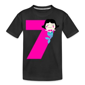 7 Year Birthday Mermaid Mermaid Gift - Kids' Premium Organic T-Shirt - black - Front