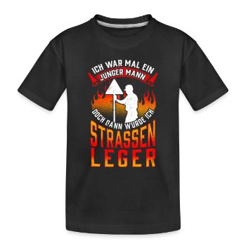 Straßenwärter war mal jung Straßenbauer - Kinder Premium Bio T-Shirt - Schwarz - Vorne