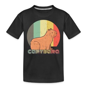 Retro Capybara Nagetier Tiercapybara Liebhaber - Kinder Premium Bio T-Shirt - Schwarz - Vorne