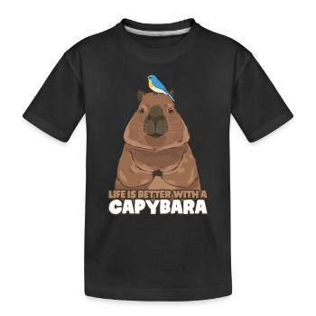 Capybara Animal Enthusiast Zoologe - Kinder Premium Bio T-Shirt - Schwarz - Vorne