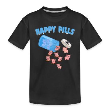 Happy Pills Farm Tier Lustige Schweine Liebhaber Humor - Kinder Premium Bio T-Shirt - Schwarz - Vorne