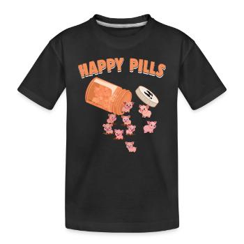 Happy Pills Schweine Lustige Farm Tierliebhaber Humor - Kinder Premium Bio T-Shirt - Schwarz - Vorne