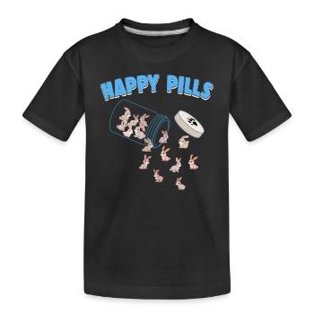 Happy Pills Farm Tier Lustige Kaninchenliebhaber Humor - Kinder Premium Bio T-Shirt - Schwarz - Vorne