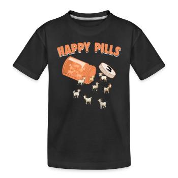 Happy Pills Ziegen Lustige Farm Tierliebhaber Humor - Kinder Premium Bio T-Shirt - Schwarz - Vorne