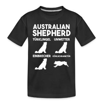 Hund Australian Shepherd - Kinder Premium Bio T-Shirt - Schwarz - Vorne