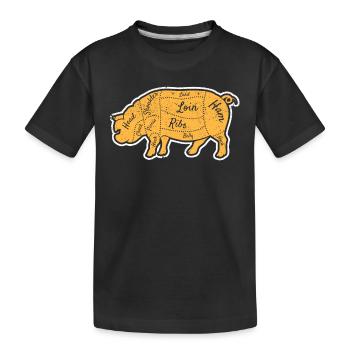 Pulled Pork Pieces of Meat Chef BBQ Grilling Chef - Kids' Premium Organic T-Shirt - black - Front