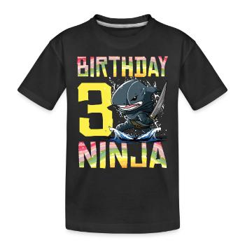 Shark Ninja I'm 3 - Action Underwater Birthday - Kids' Premium Organic T-Shirt - black - Front