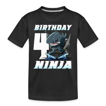 Shark Ninja I’m 4 - Action Anniversaire sous-marin - T-shirt bio Premium Enfant - noir - Devant
