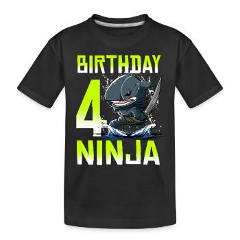 Shark Ninja I’m 4 - Action Anniversaire sous-marin - T-shirt bio Premium Enfant - noir - Devant
