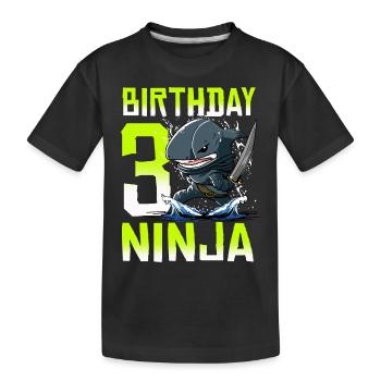 Shark Ninja I'm 3 - Action Underwater Birthday - Kids' Premium Organic T-Shirt - black - Front
