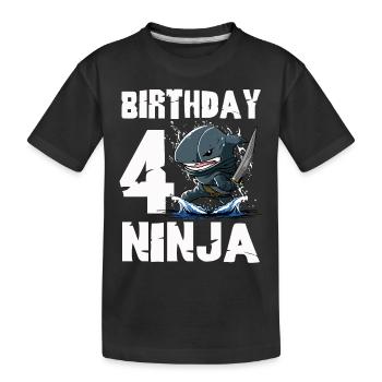 Shark Ninja I'm 4 - Action Underwater Birthday - Kids' Premium Organic T-Shirt - black - Front
